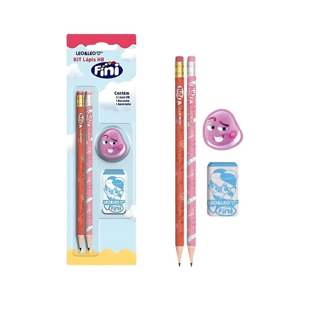 Kit Lapis Leo E Leo Fini 2 Lapis 1 Borracha 1 Apontador Ref 10330