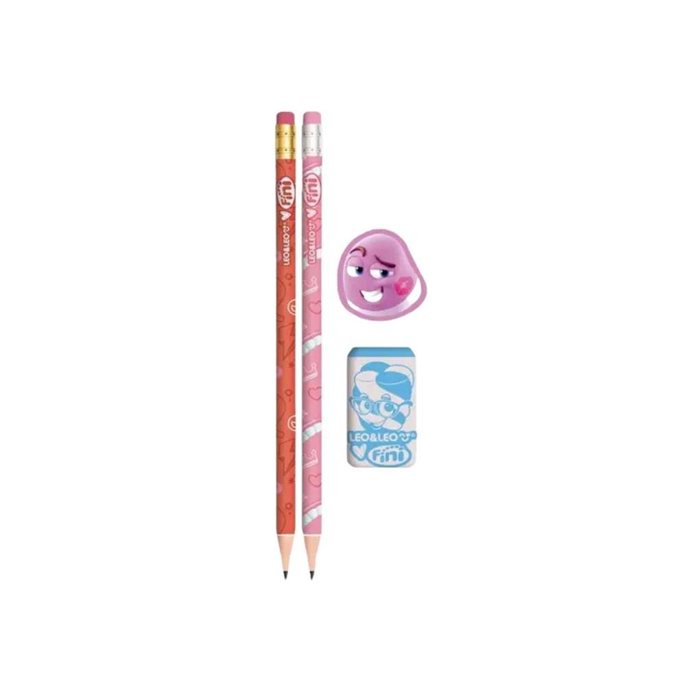 Kit Lapis Leo E Leo Fini 2 Lapis 1 Borracha 1 Apontador Ref 10330