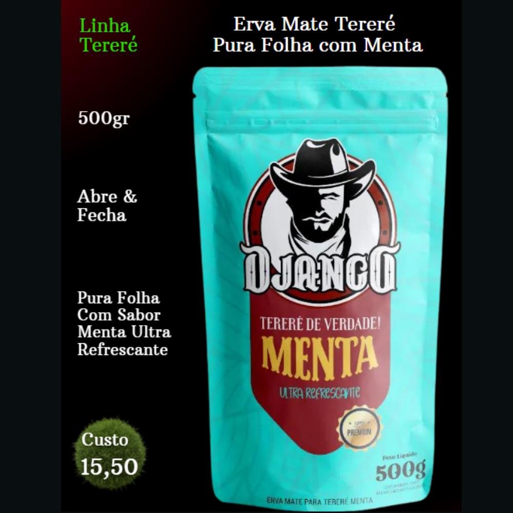 Erva Mate Tereré Django Sabor Menta Saco ZipLock 500g