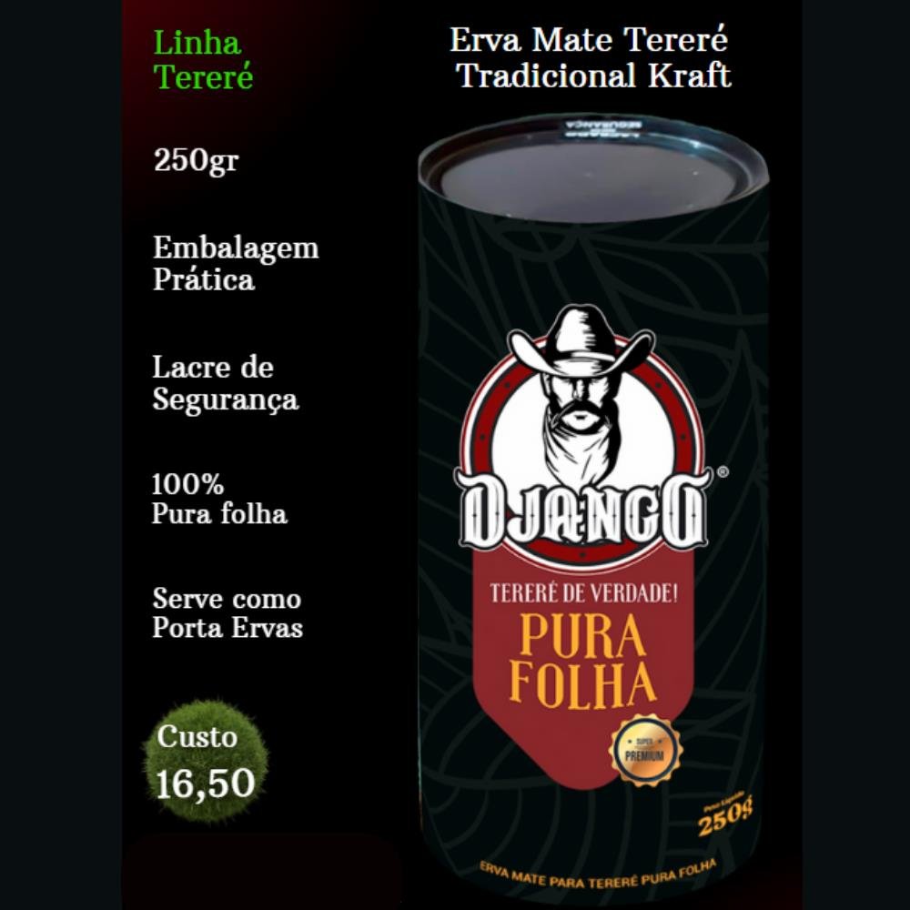 Erva Mate Tereré Django Pura Folha Pote Craft 250g