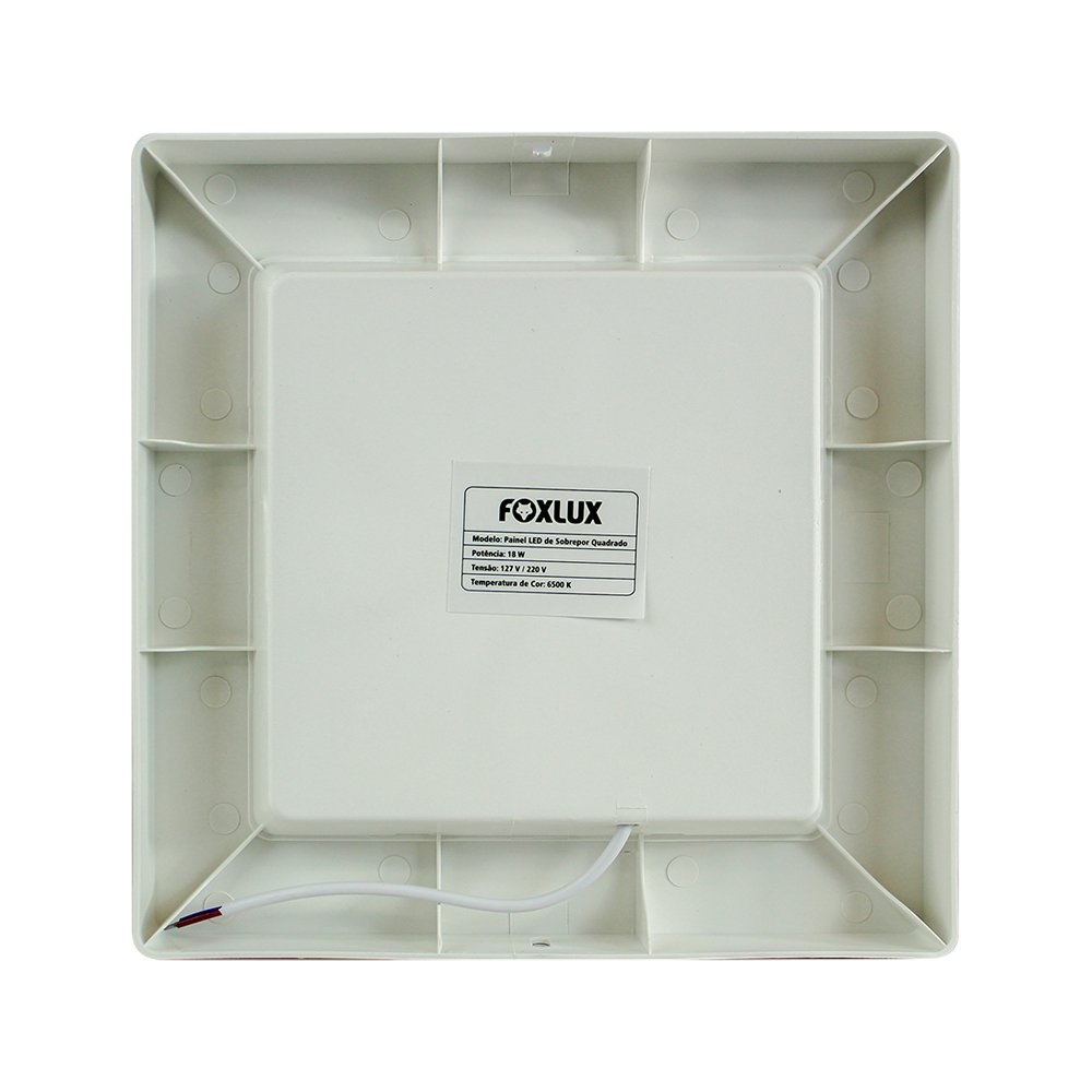 Plafon Painel LED Foxlux Plástico Sobrepor Quadrado 18W 22cm 6,5K
