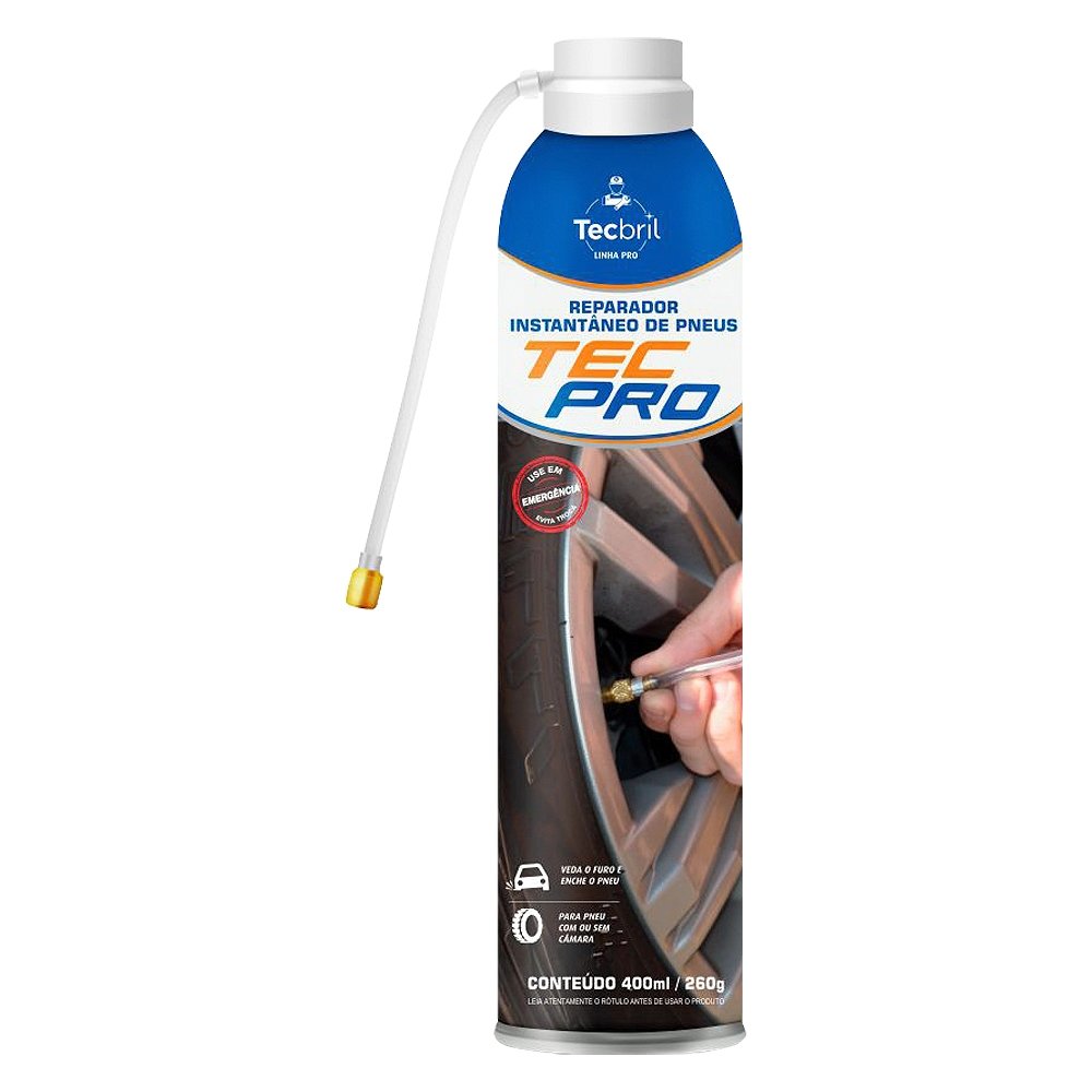 Reparador Instantâneo de Pneus TecBril TecPro Spray 400ml