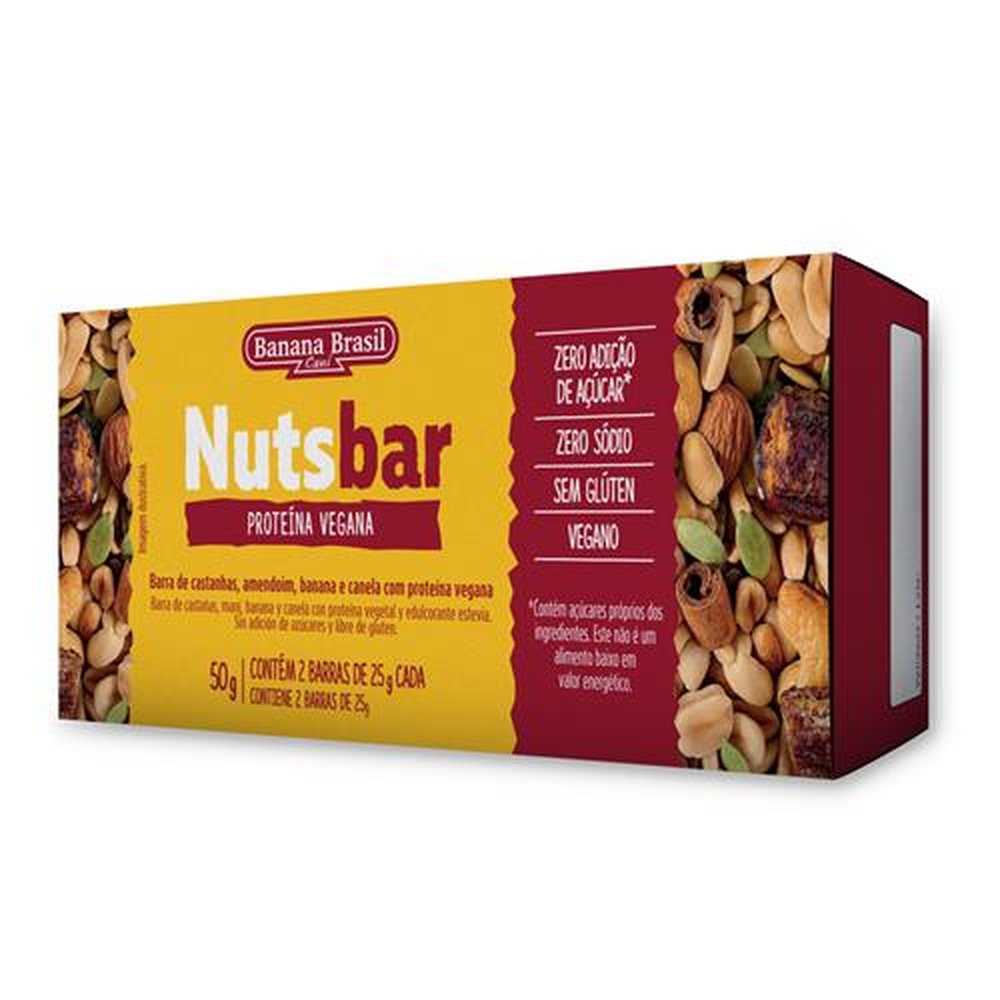 Nutsbar - Barra de Castanhas e Proteína Vegana 25g - Pack com 2 unidades - Cx c/ 30 Pack