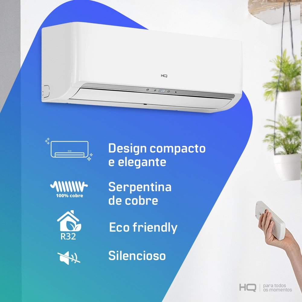 Ar Condicionado Split HQ Hi Wall Inverter 12.000 BTU/h Frio Monofasico Branco HQ-INV12000FH - 220V