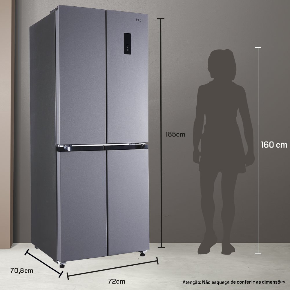 Geladeira Refrigerador HQ Frost Free Inverter Multidoor 426 Litros Prata HQ-426MDFF 127V