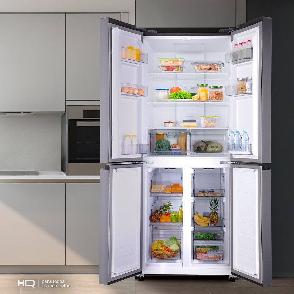 Geladeira Refrigerador HQ Frost Free Inverter Multidoor 426 Litros Prata HQ-426MDFF 127V