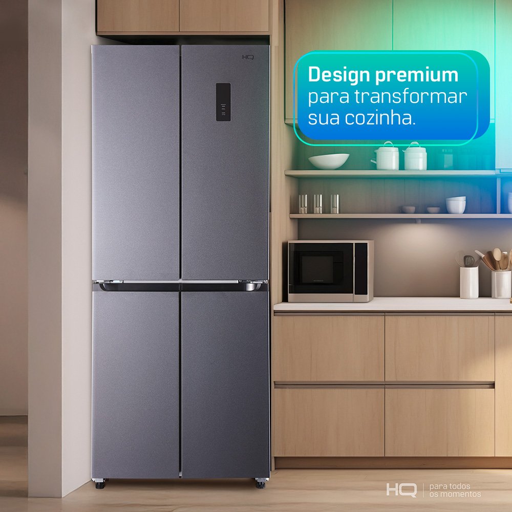 Geladeira Refrigerador HQ Frost Free Inverter Multidoor 426 Litros Prata HQ-426MDFF 127V