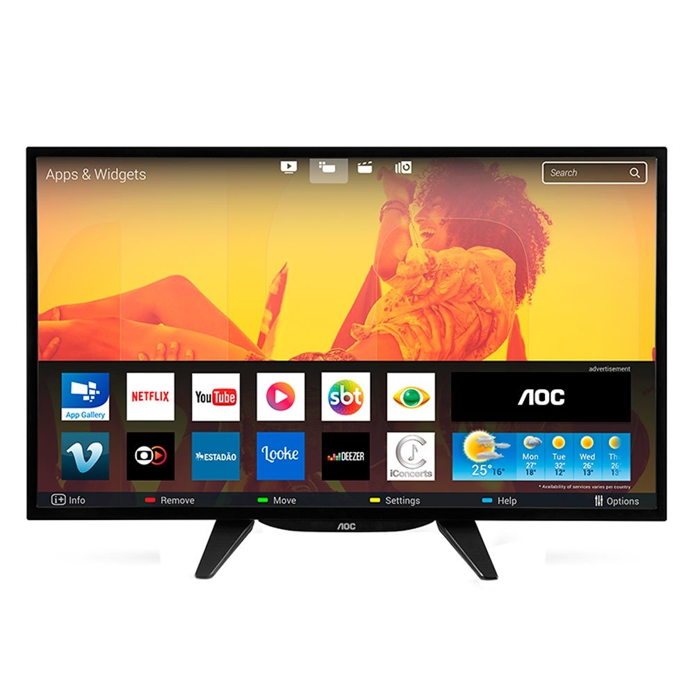 Smart TV LED 32" AOC LE32S5760 HD com Wi-Fi 2 USB 3 HDMI TV Digital Controle c/ botão Netflix