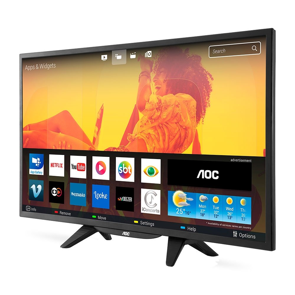 Smart TV LED 32" AOC LE32S5760 HD com Wi-Fi 2 USB 3 HDMI TV Digital Controle c/ botão Netflix