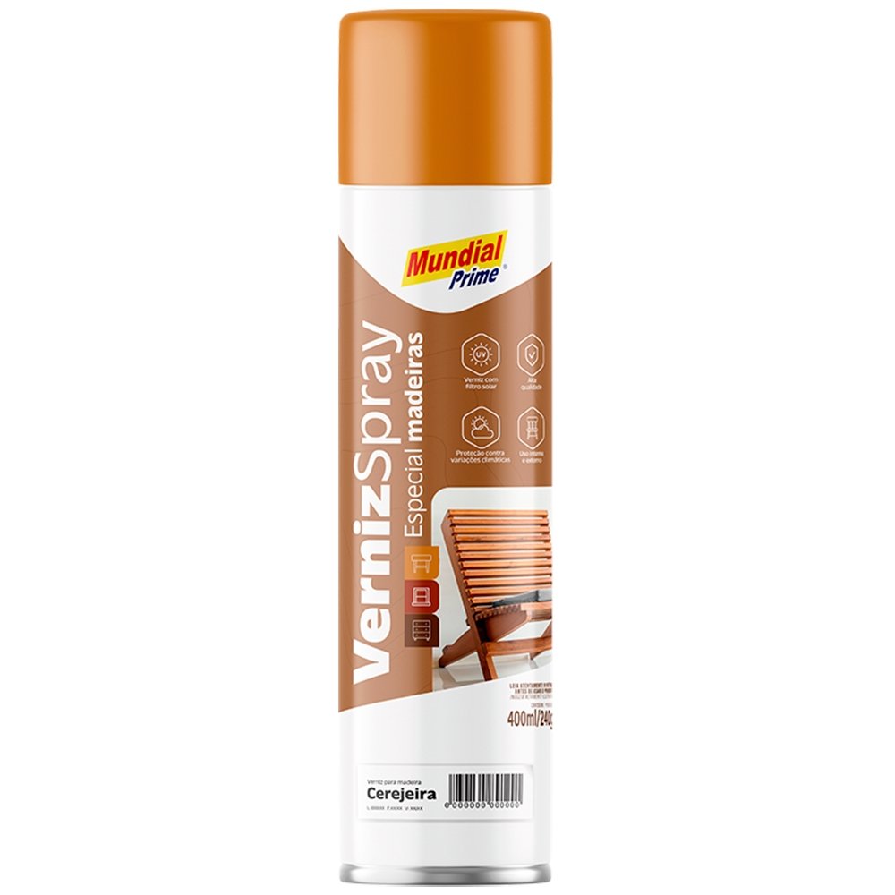 Tinta Spray Mundial Prime Verniz Especial Madeiras Cerejeira 400ml