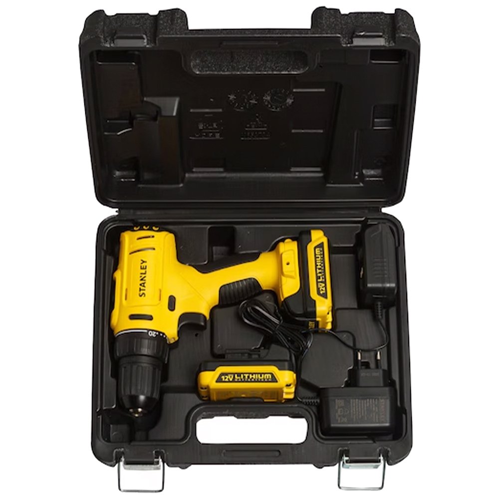 Furadeira Parafusadeira Stanley 3/8" 12V Max com 2 Baterias e Maleta Bivolt - SCD121S2K