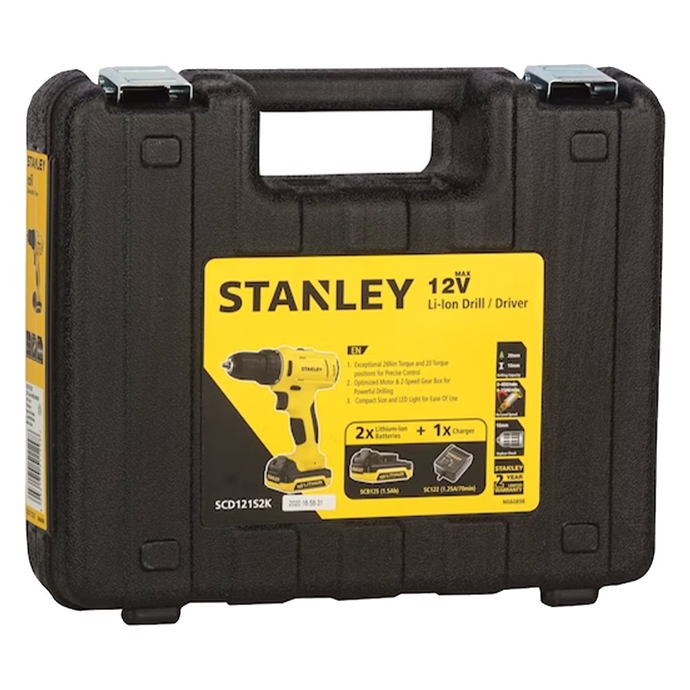 Furadeira Parafusadeira Stanley 3/8" 12V Max com 2 Baterias e Maleta Bivolt - SCD121S2K