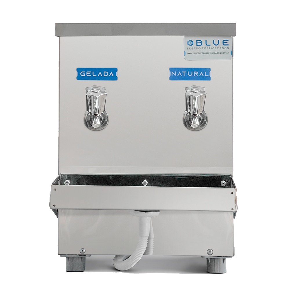 Bebedouro Purificador Industrial Blue Bancada 2 Torneiras Natural e Gelada 10L PIB10L220VN-2T Inox 220V