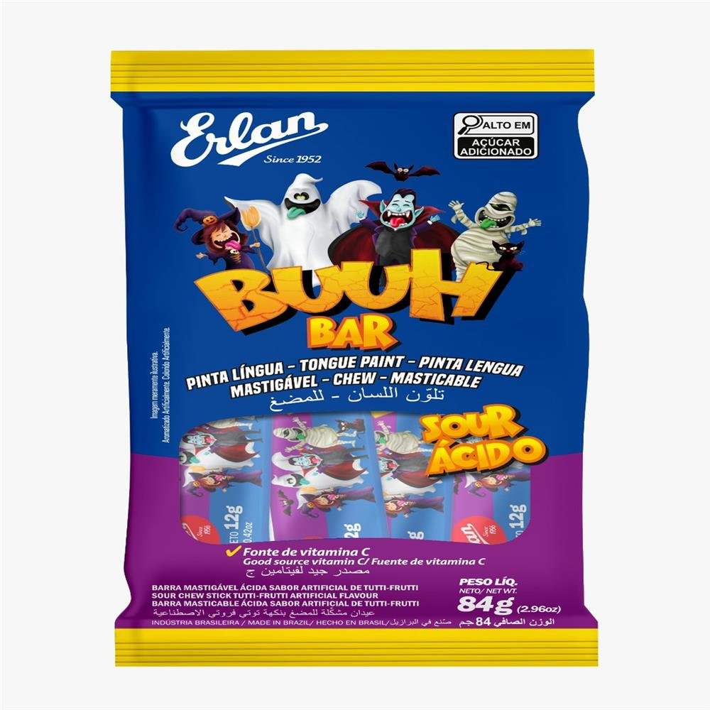 Buuh Bar Mastigavel Tutti-Frutti- Bag - Caixa com 25unid. de 84G