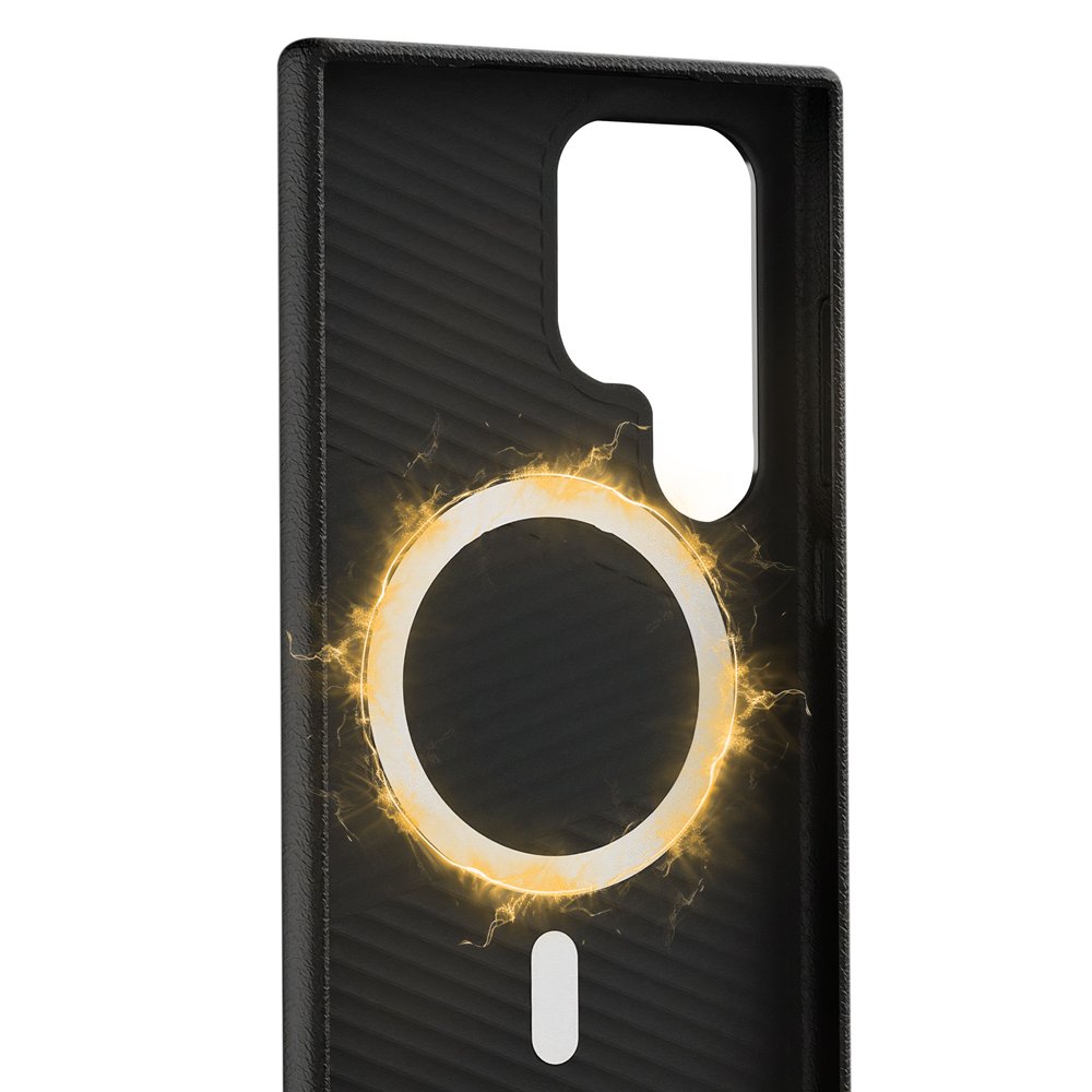 Capa Couro Dual Magsafe Preta Para Samsung Galaxy S24 Ultra