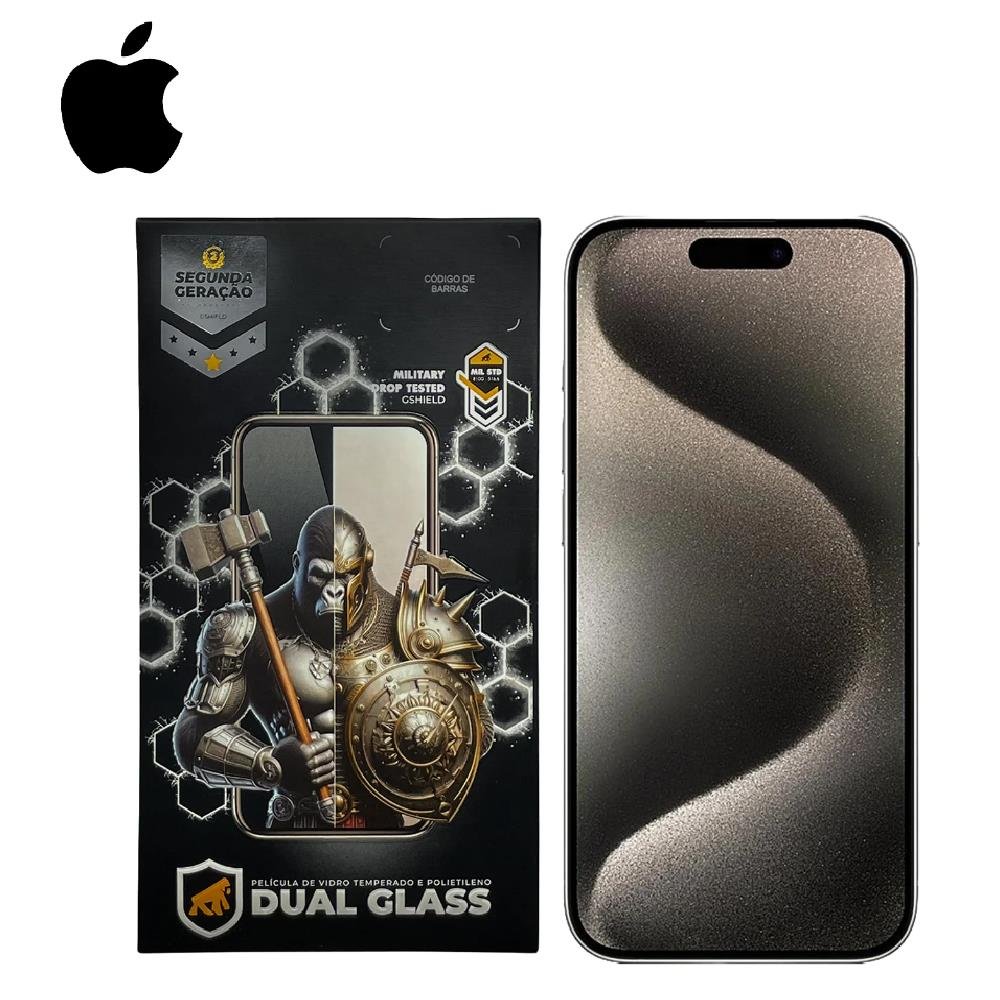 Película Dual Glass Para Iphone 15 Pro Max - Preta