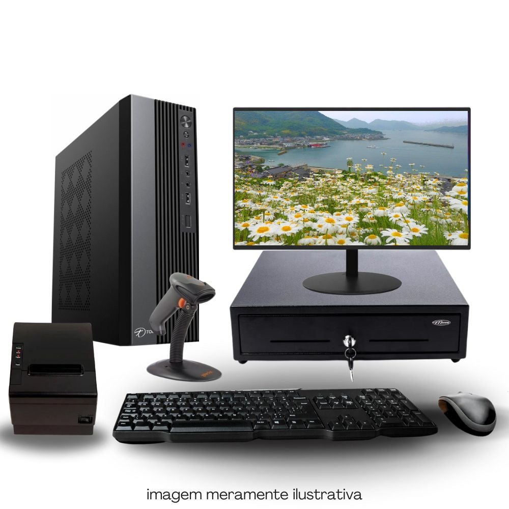 Kit Automação PDV TOB i5 16GB SSD 480GB Win10 Wi-Fi Monitor 15 Gaveta $$ Impressora Térmica Leitor Código Barras Teclado Mouse