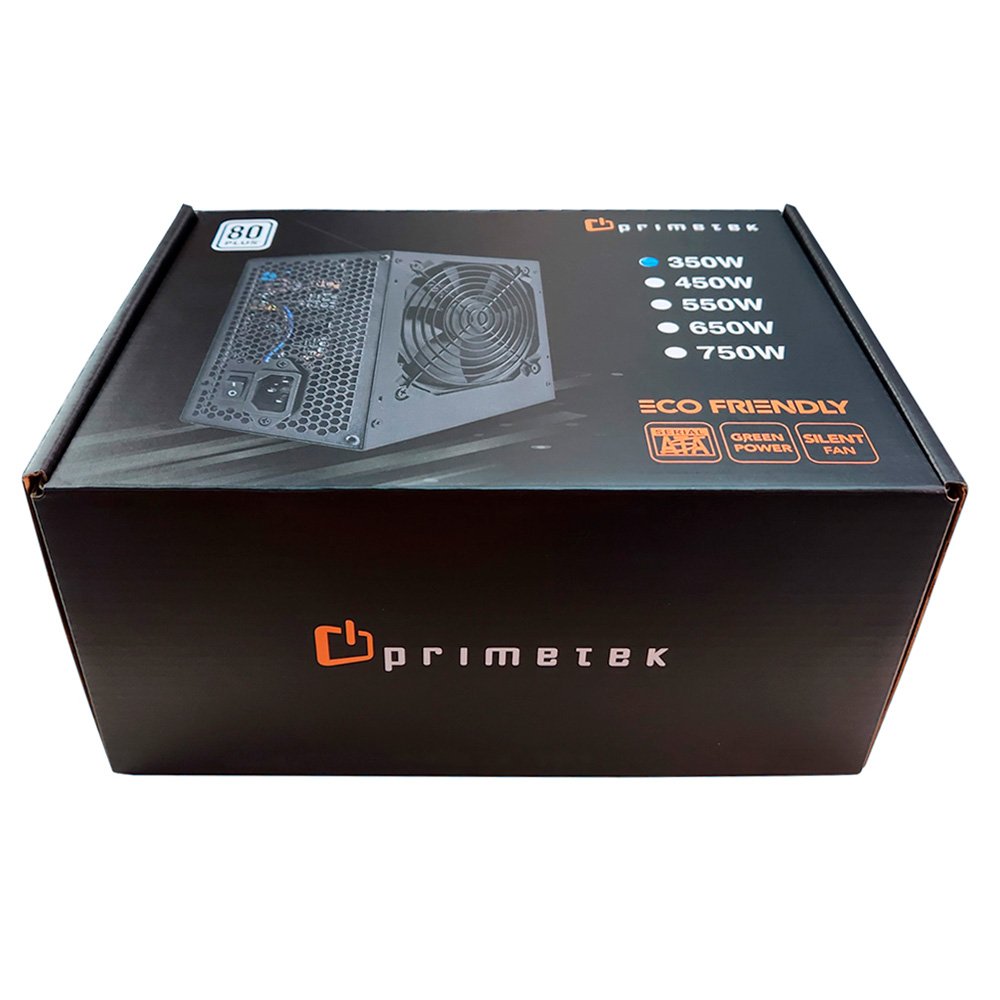 Fonte Gamer Primetek 350W Real 80 Plus ATX PFC Ativo Bivolt FP-350 Preta