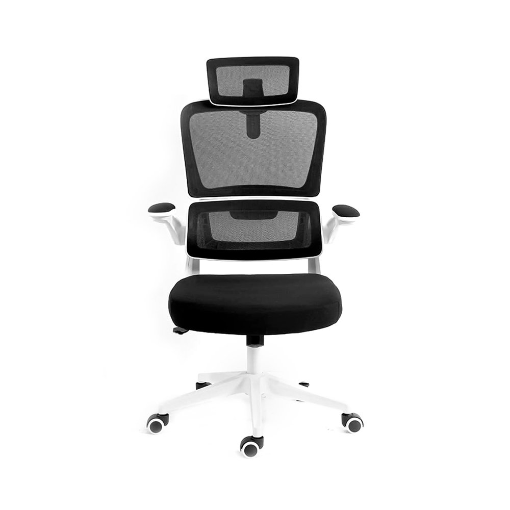 Cadeira Presidente Escritorio Giratoria Fox Office Preta e Branca - Z411