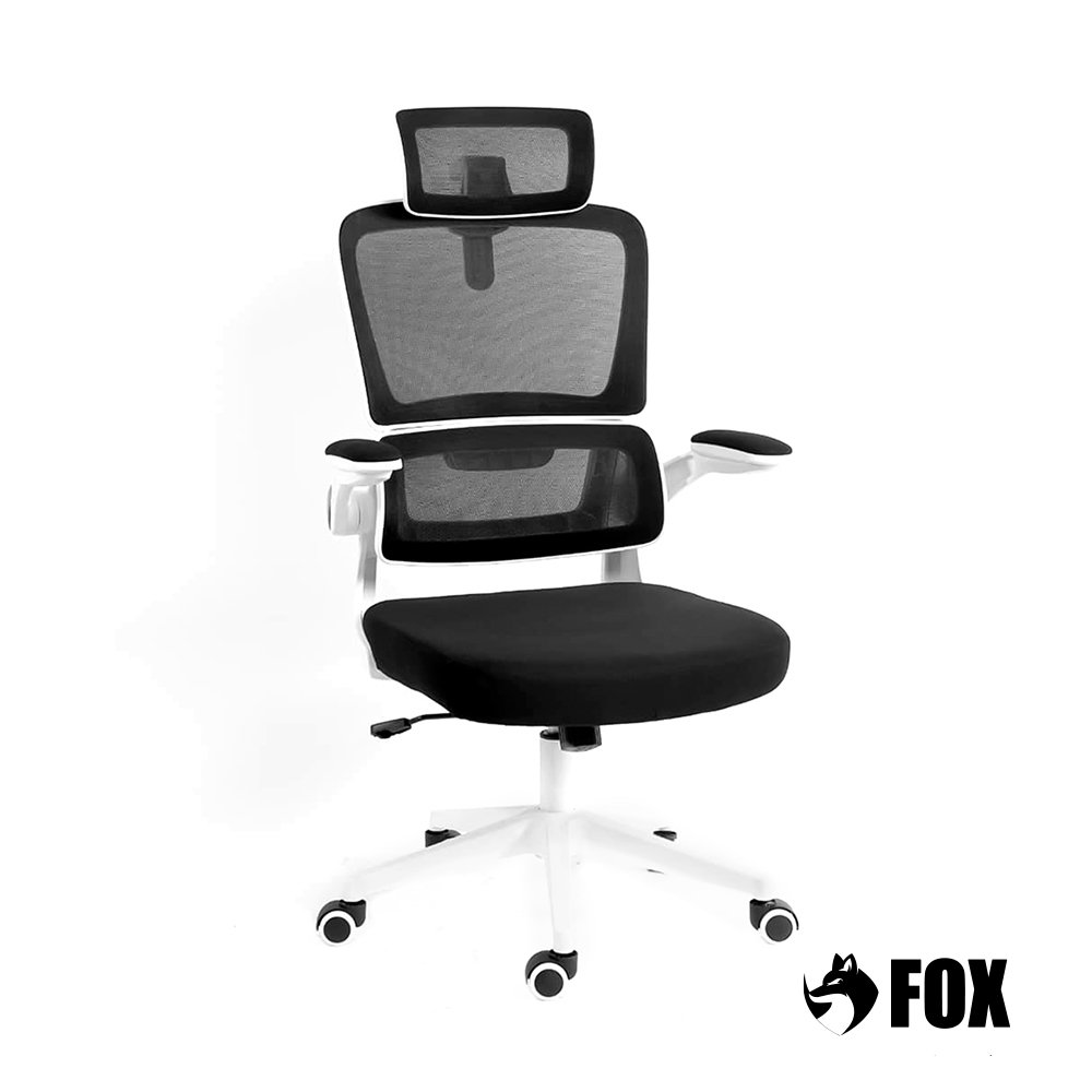 Cadeira Presidente Escritorio Giratoria Fox Office Preta e Branca - Z411