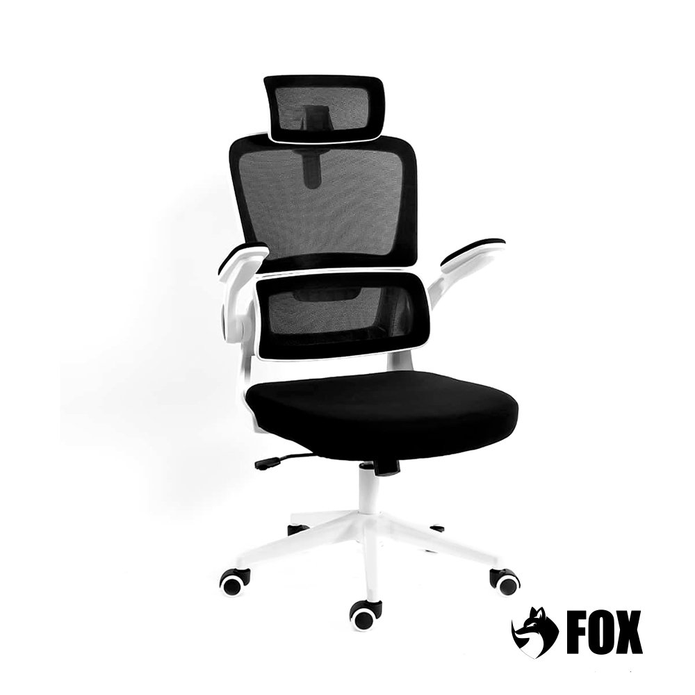 Cadeira Presidente Escritorio Giratoria Fox Office Preta e Branca - Z411