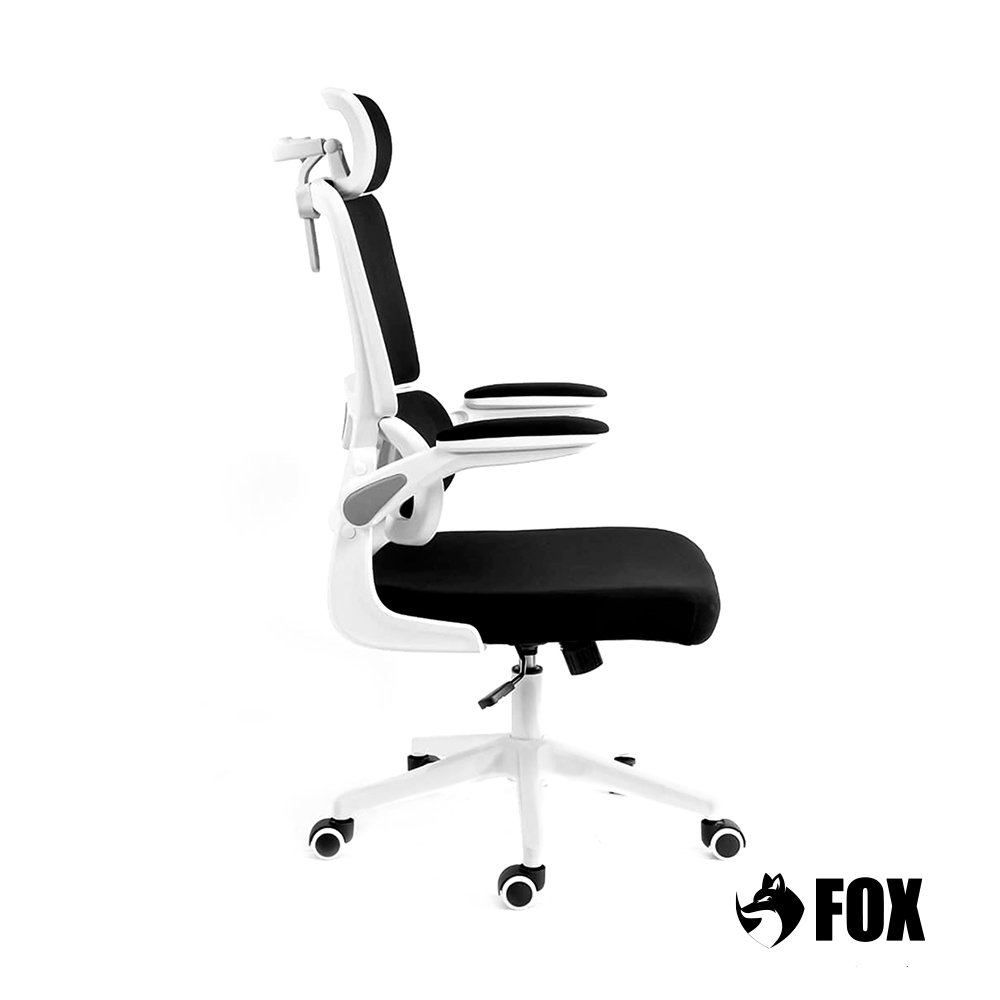 Cadeira Presidente Escritorio Giratoria Fox Office Preta e Branca - Z411