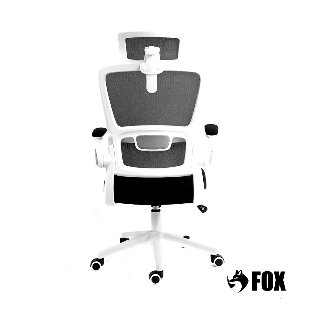 Cadeira Presidente Escritorio Giratoria Fox Office Preta e Branca - Z411