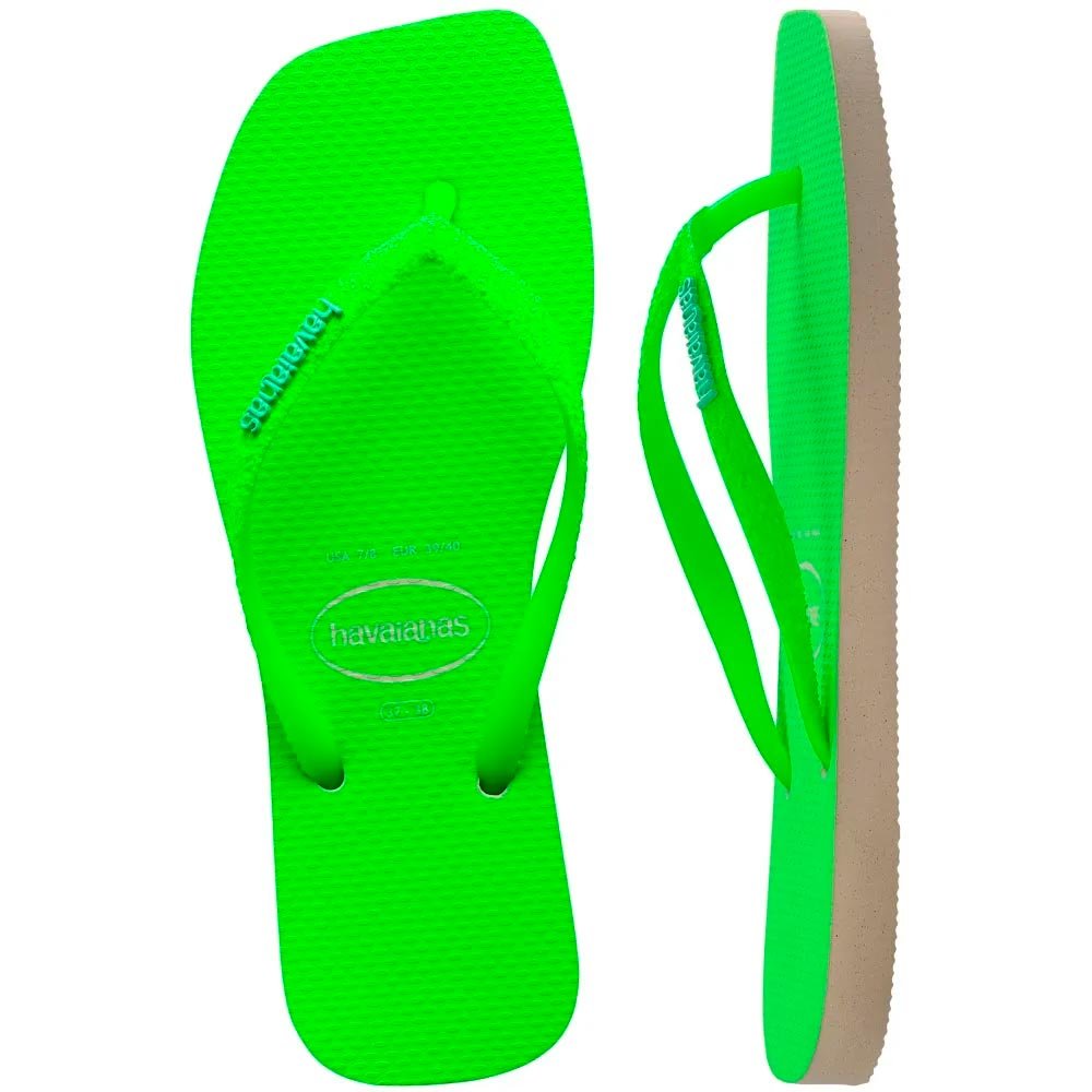 Havaianas Slim Square Glitter Neon 1496 Bege Verde 33-42 com 12 Pares