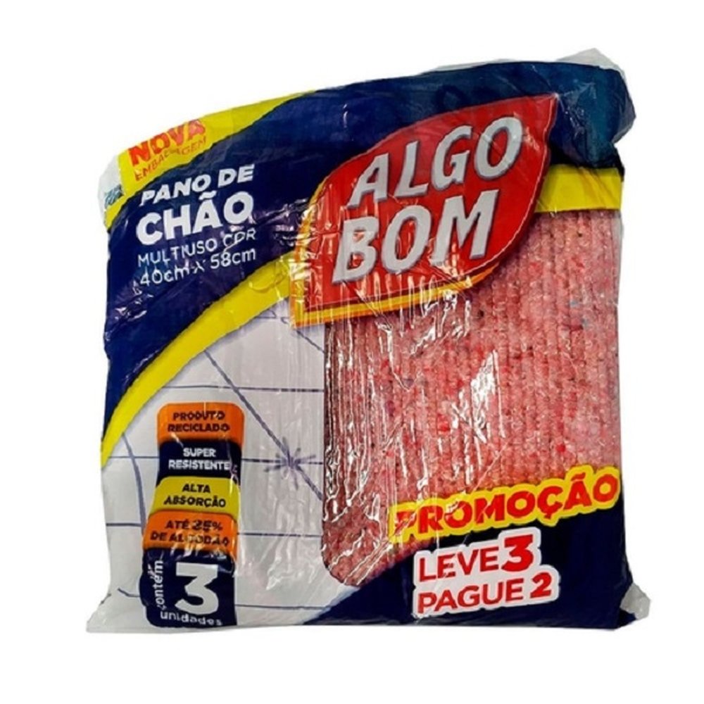 Algobom Pano de Chao Promocao Leve 3 Pague 2 40x58cm
