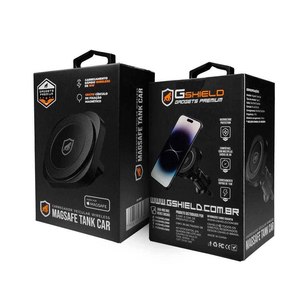 Carregador Veicular Wireless Tank Car Com Suporte Magsafe