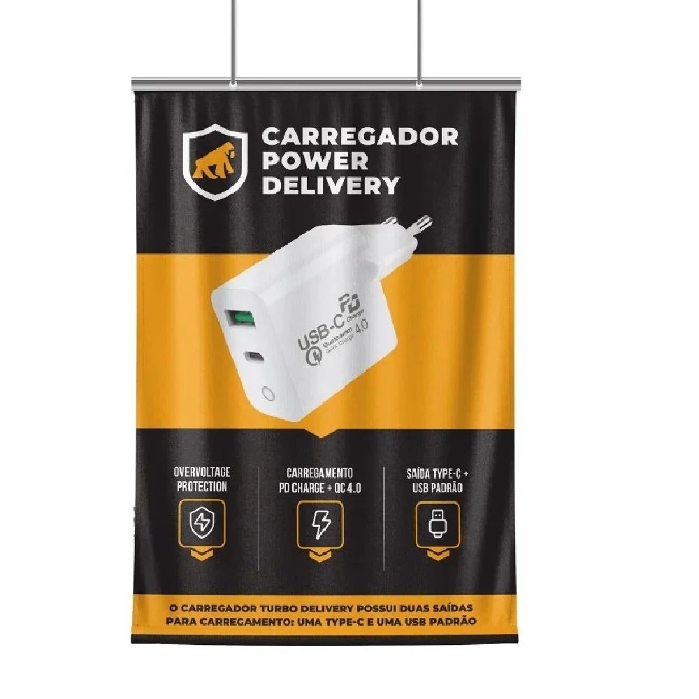Mini Banner Carregador De Parede Turbo Delivery Qc.4.0 20W