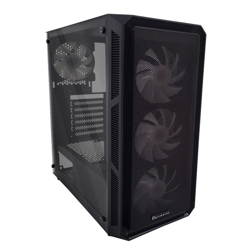 Gabinete Hermes Gamer ATX Sem Fonte - HE19A-M Primetek C/ 4 Fans RGB Preto