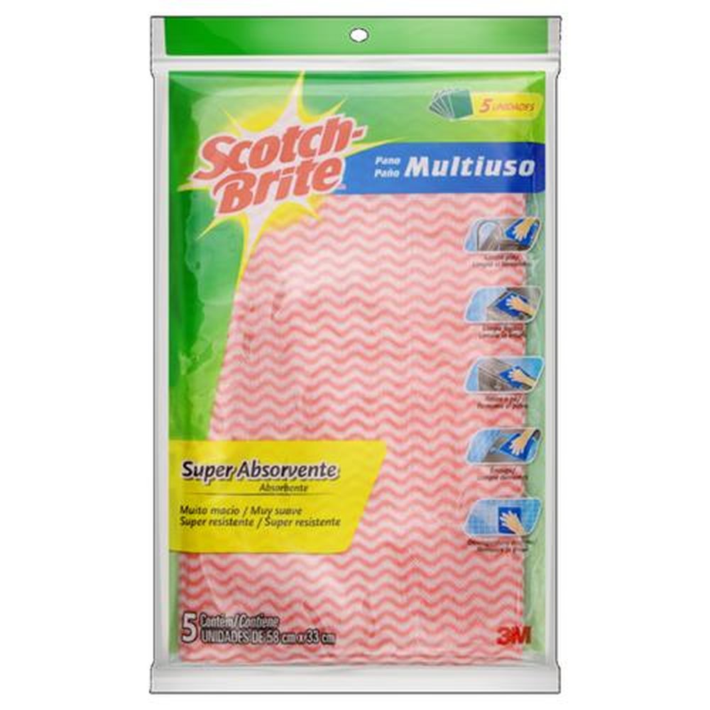 Scotch Brite Pano Multiuso 58X33 C/5 Unidades Rosa-Un/1