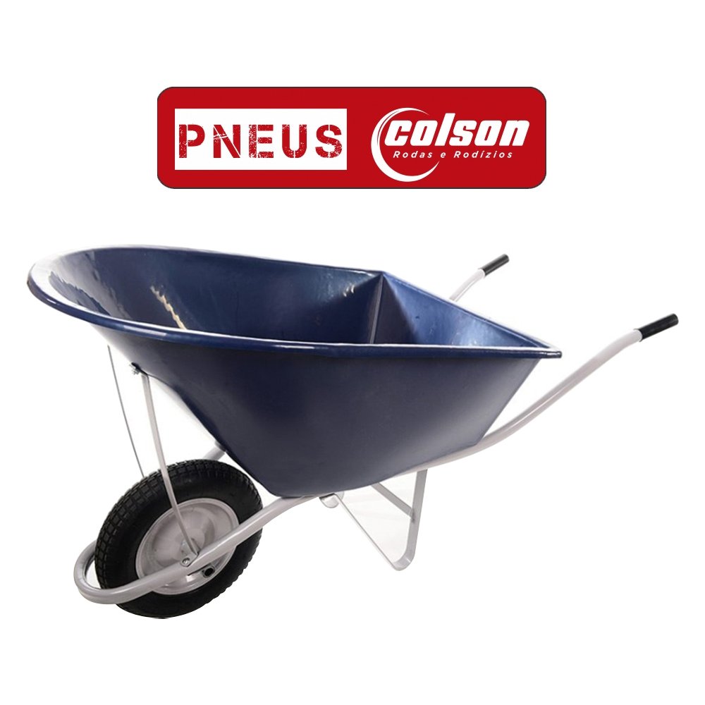 Carrinho de Mão Campestre Esfera 90L - Pneu com Câmara 3,25x8 e Caçamba Plástica