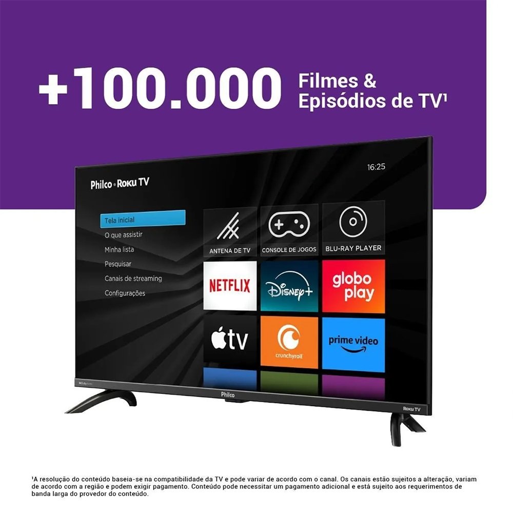 Smart TV Led 32" Philco PTV32G7PR2CGB Roku - HD, Dolby Audio, Com Wi-Fi, Com 2 HDMI e 1 USB