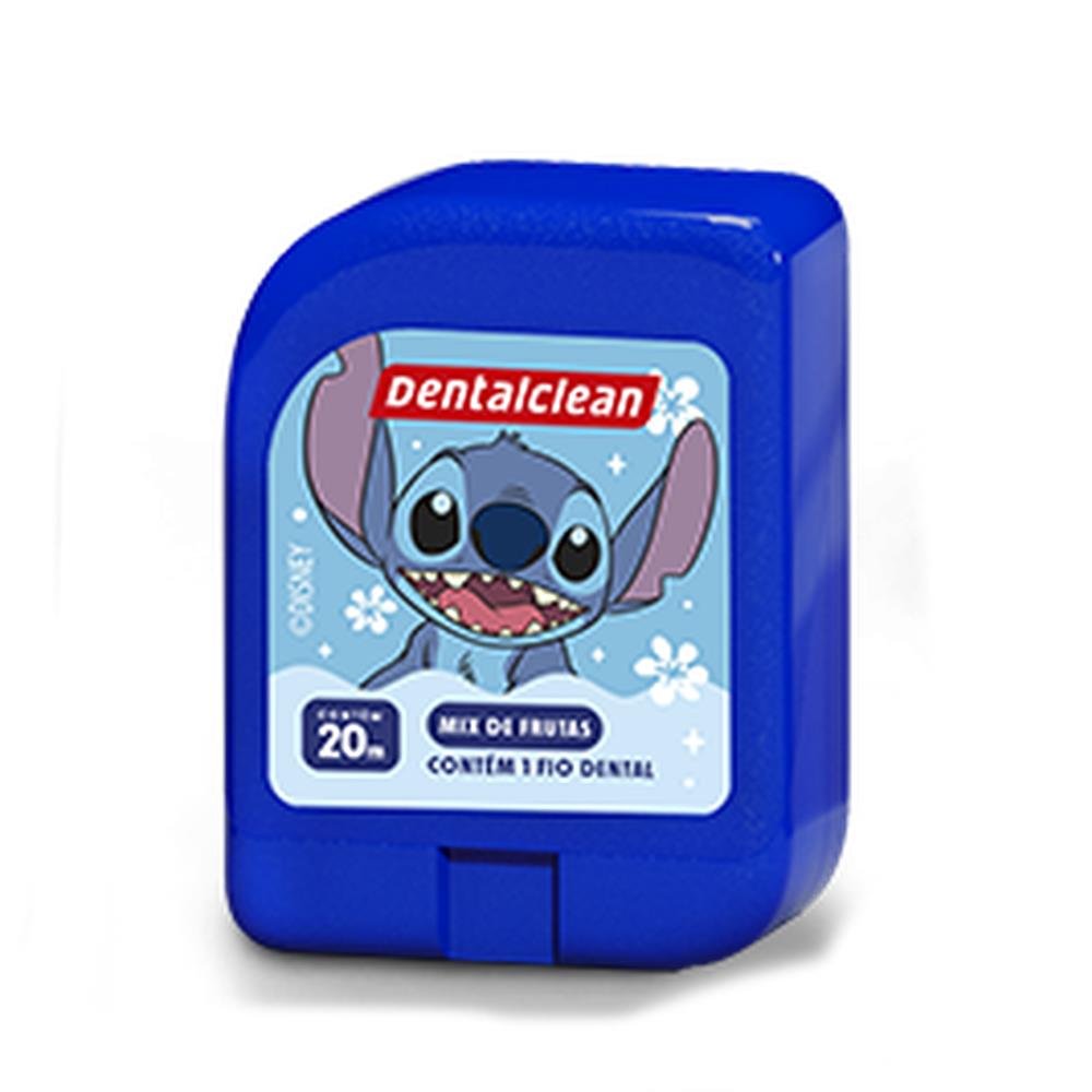 Kit Dentalclean Stitch Escova + Fio 20m + Gel Infantil com Flúor Morango 50g