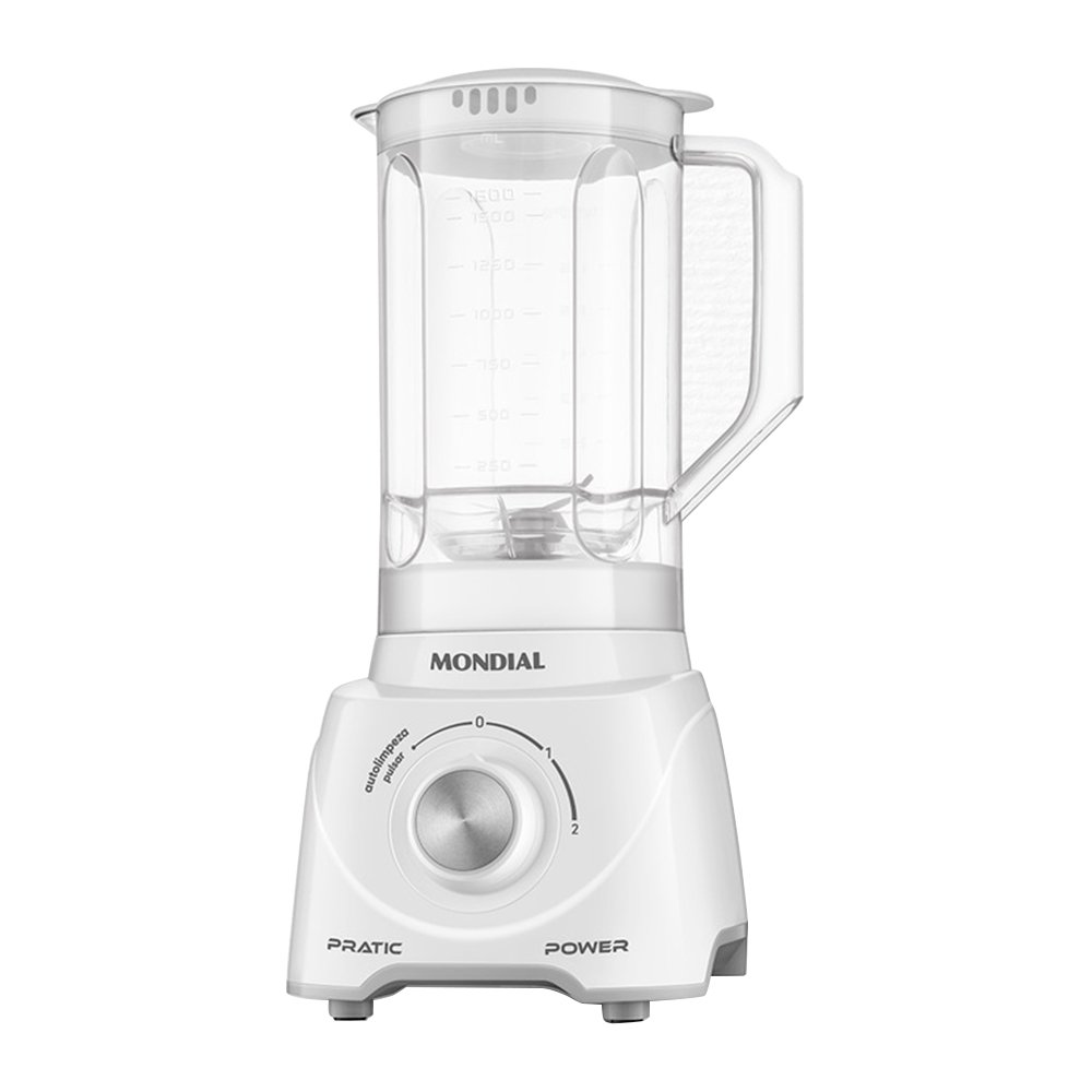 Liquidificador Mondial L-97-W Pratic Power - Copo Polipropileno, 2 Velocidades + Pulsar, 500W, Branco, 220V