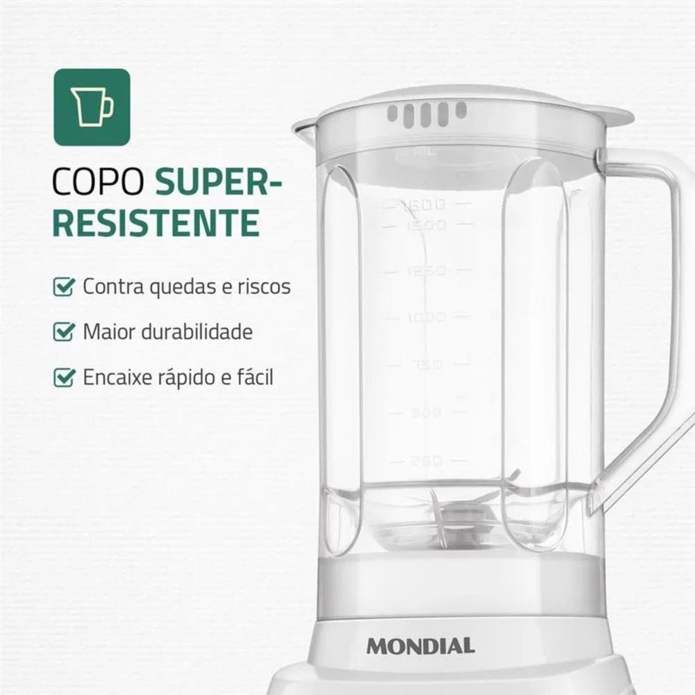 Liquidificador 550w 2,2l Mondial L-97-w Pratic Power Branco 220V