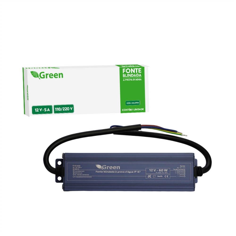 Fonte Blindada A Prova D Agua - 12V 5a - 110/220v