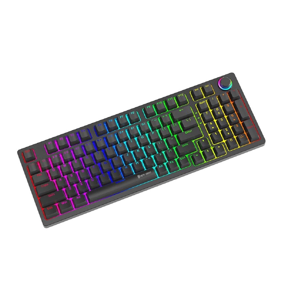 Teclado Mecanico Gamer New Hero Warlock, RGB, Switch Red, ABNT2, USB, Preto