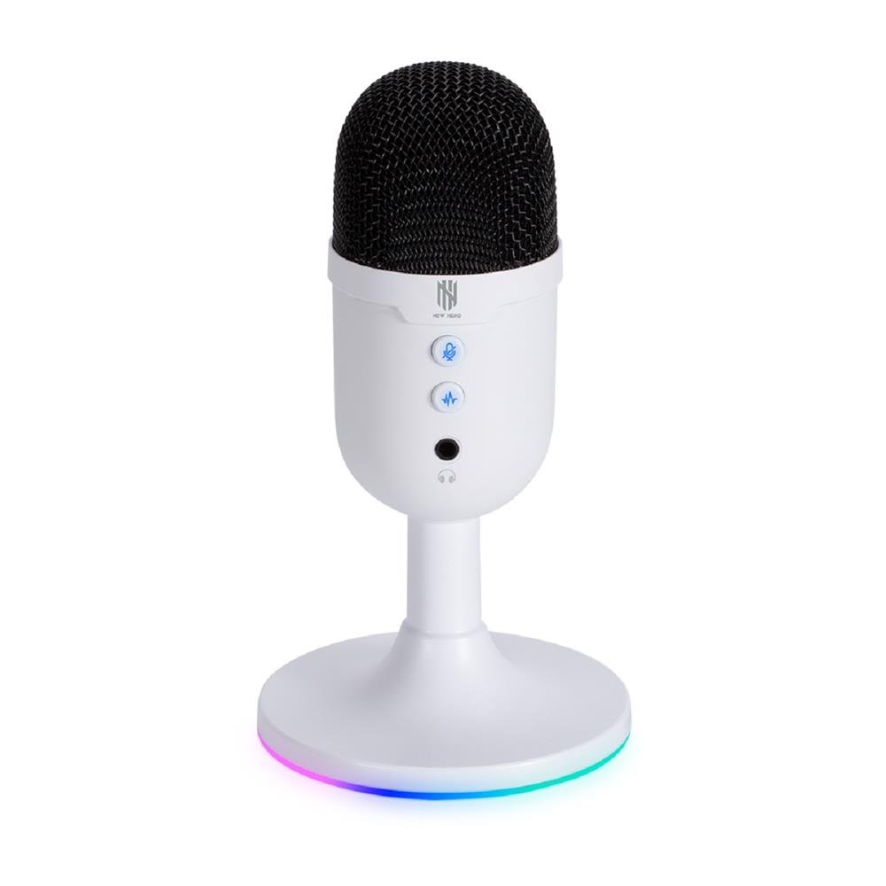 Microfone Gamer New Hero Vox, Rgb, Usb, Branco