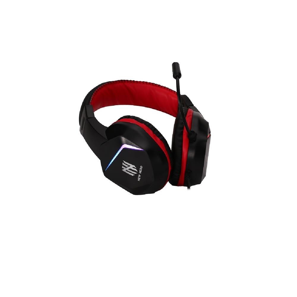 Headset Gamer New Hero Ultron, RGB, 3.5mm, Drivers de 40mm, Multiplas Plataformas, Preto e Vermelho