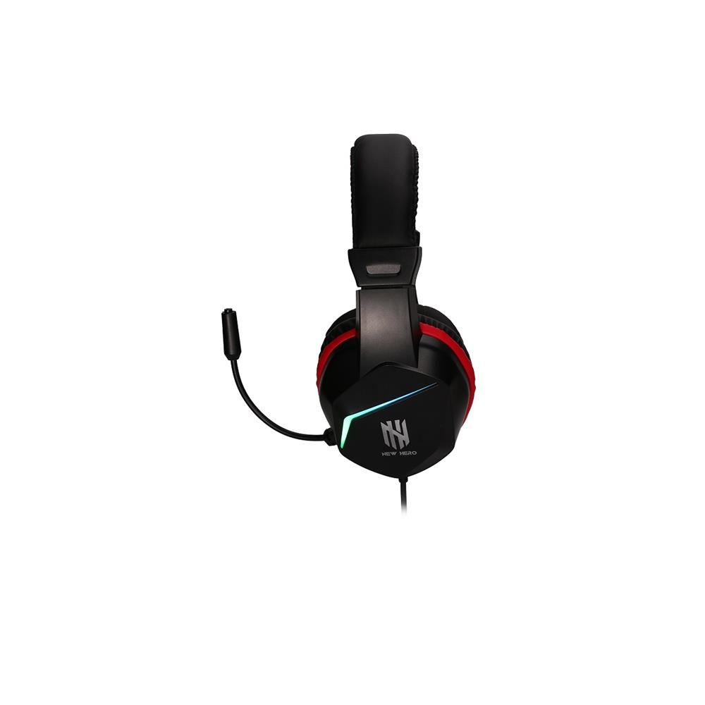 Headset Gamer New Hero Ultron, RGB, 3.5mm, Drivers de 40mm, Multiplas Plataformas, Preto e Vermelho