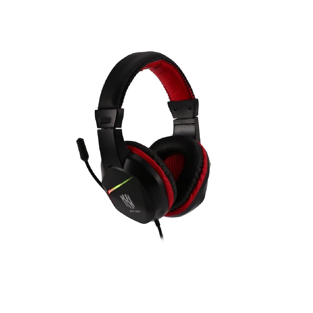 Headset Gamer New Hero Ultron, RGB, 3.5mm, Drivers de 40mm, Multiplas Plataformas, Preto e Vermelho