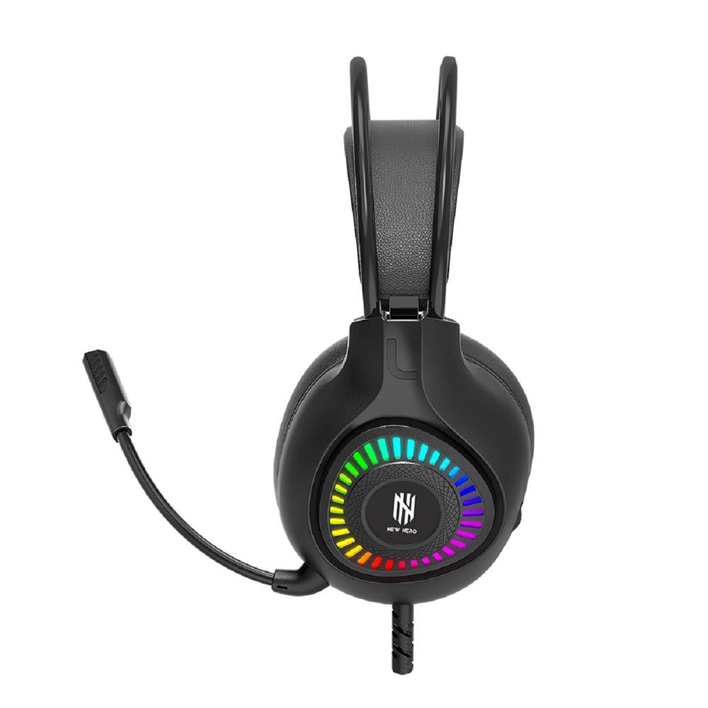 Headset Gamer New Hero Striker, RGB, Conector 3.5mm, Drivers de 50mm, Multiplas Plataformas, Preto
