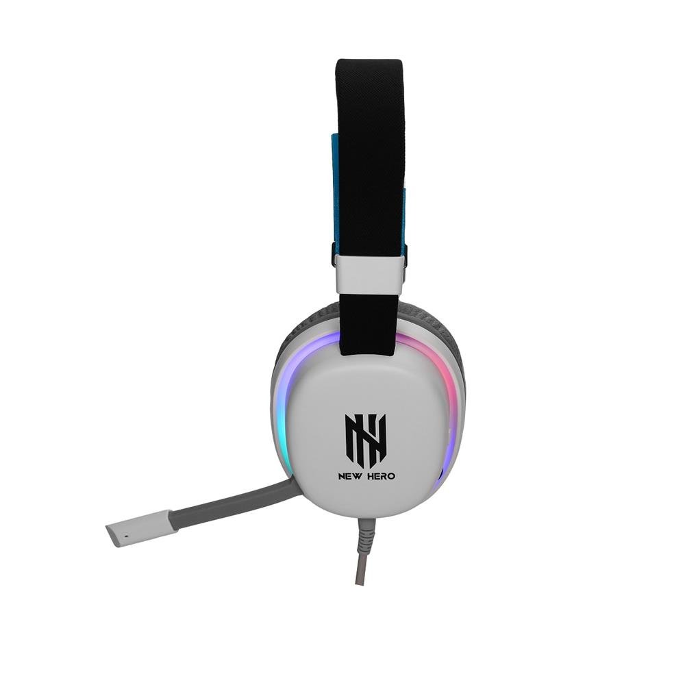 Headset Gamer New Hero Mage, RGB, 3.5mm, Drivers de 40mm, Multiplas Plataformas, Branco