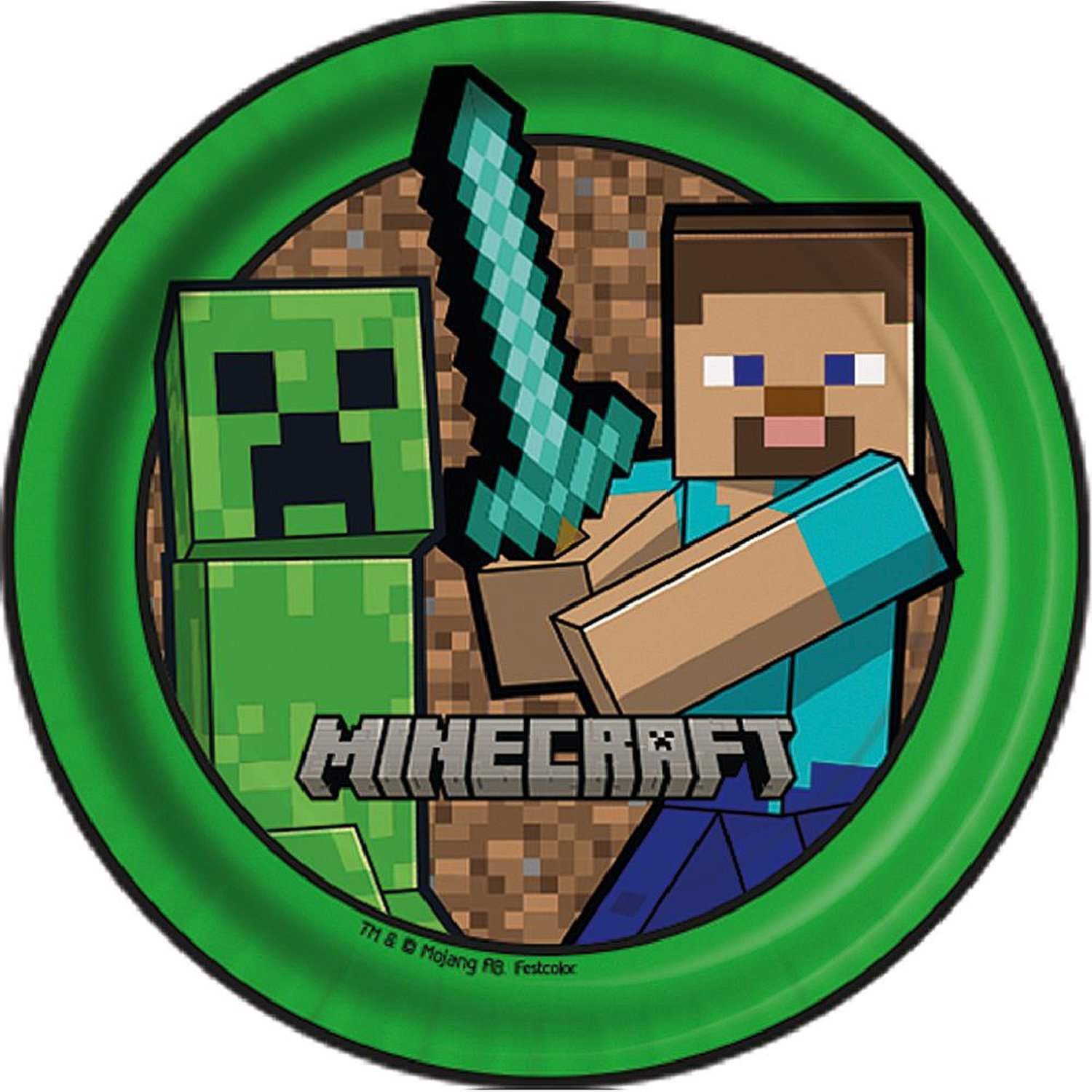 Prato Minecraft - Embalagem com 8 unidades.