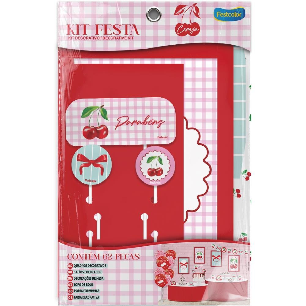 Kit Festa Cereja - Embalagem com 1 unidade.