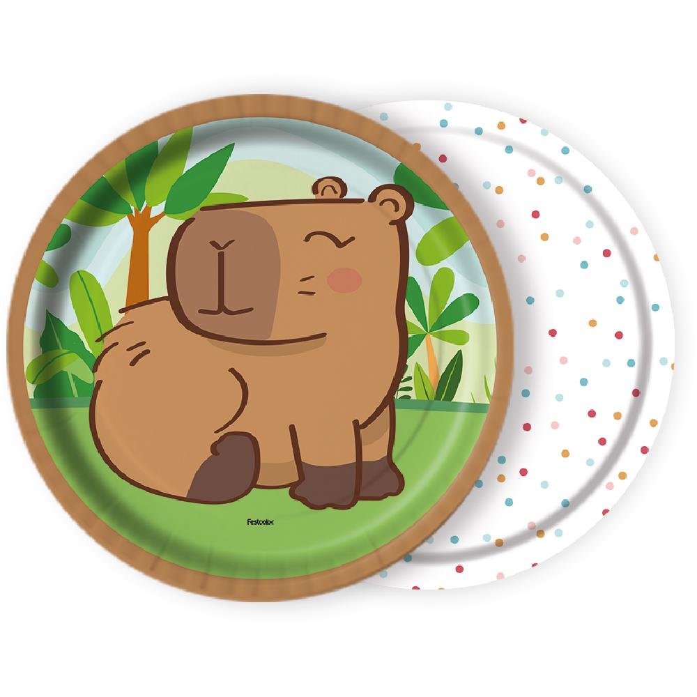 Prato Capivara - Embalagem com 8 unidades.