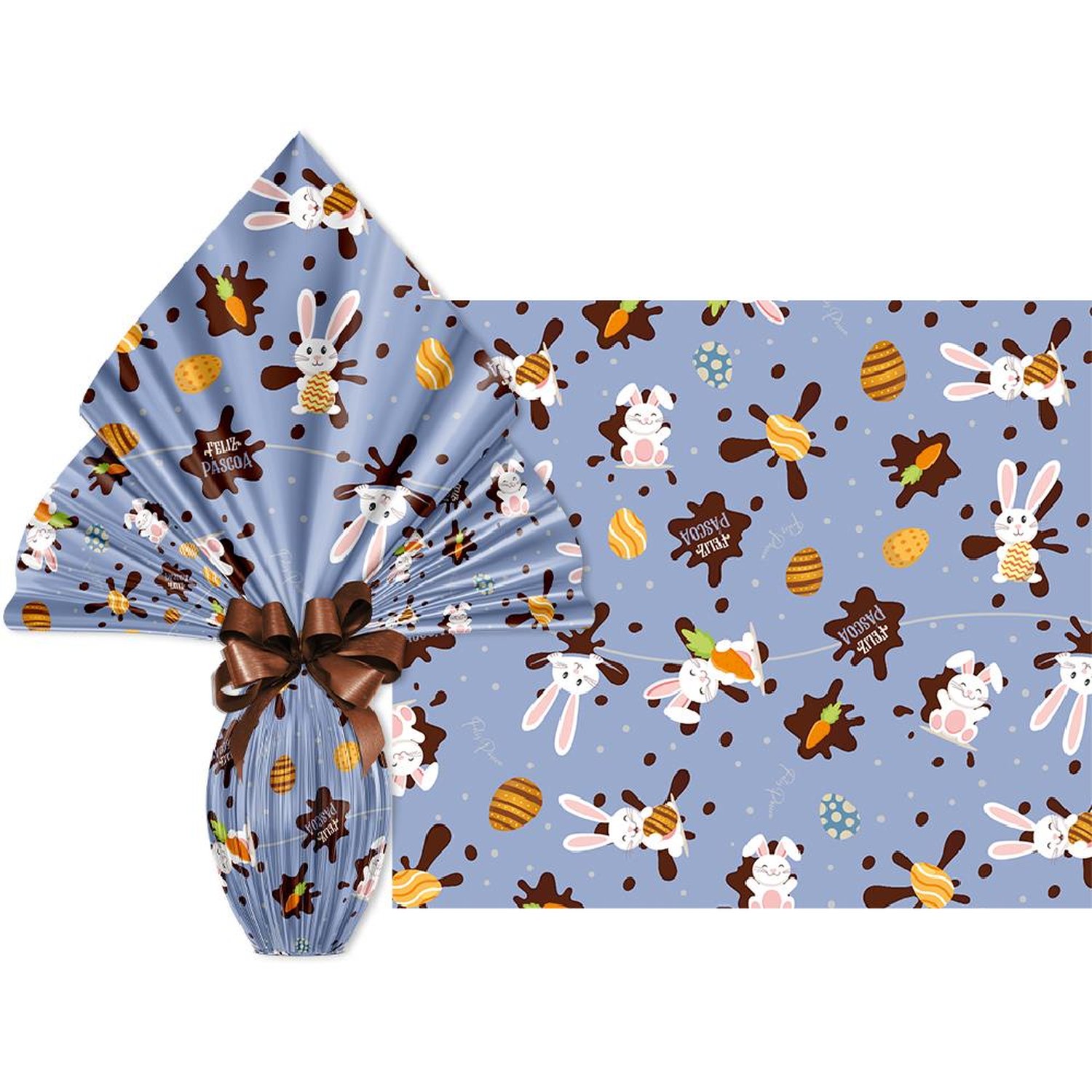 Poli Pascoa Metal 70X90Cm Chocolatier Azul - Embalagem com 25 unidades.